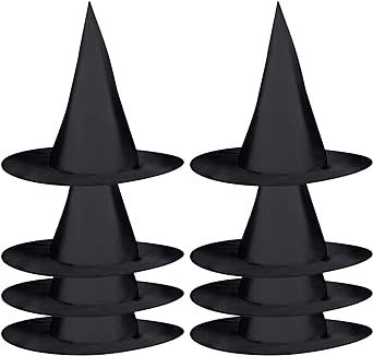 8 PCS Halloween Witch Hats Witch Costume Accessory for Halloween Cosplay Party, Black